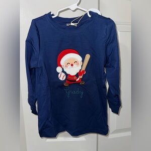 Navy Santa Baseball Long Sleeve Tee